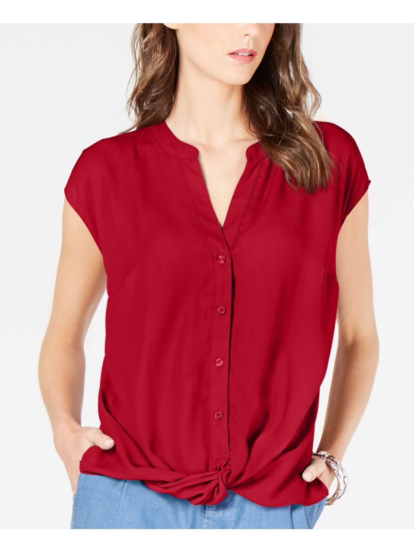 INC International Concepts Women's Twist Front Top Red Size X-Small