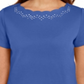 Karen Scott Women's Cotton Scalloped Neck T-Shirt Blue Size Medium