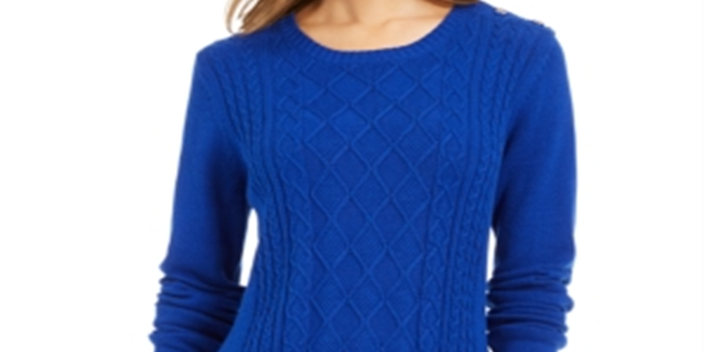 Charter Club Women's Cable Sweater Blue Size Medium