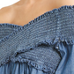 INC International Concepts Women's 79 Off Shoulder Long Sleeve Casual Top Blue Size Petite Small