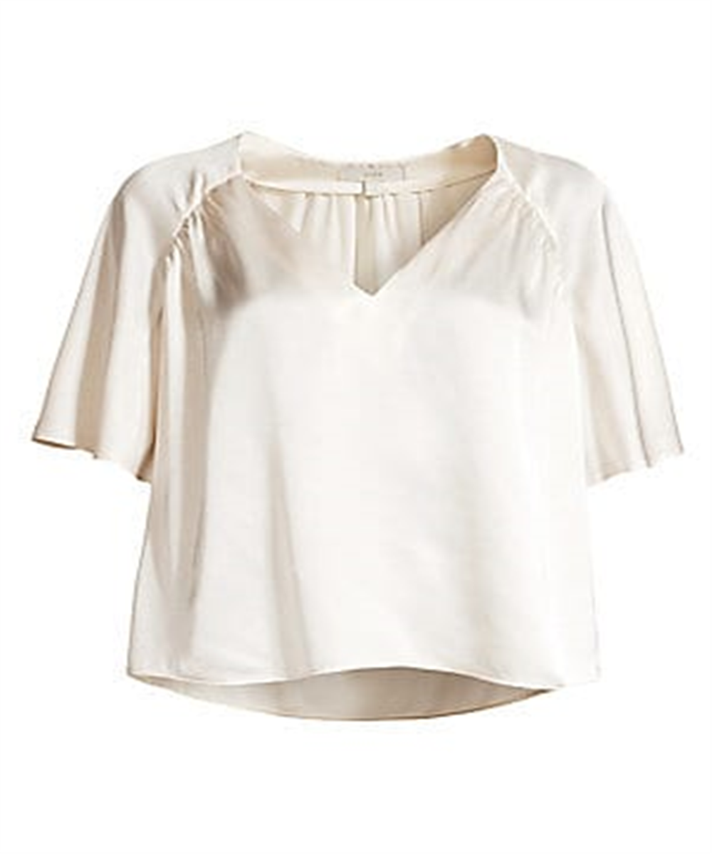 Joie Women's Ankita Satin V Neck Blouse White Size X-Small