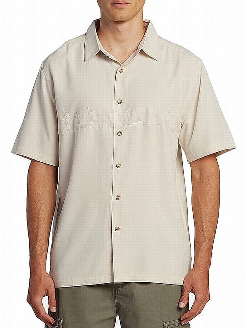 Quiksilver Men's Tahiti Palms Graphic Shirt Gray Size Medium