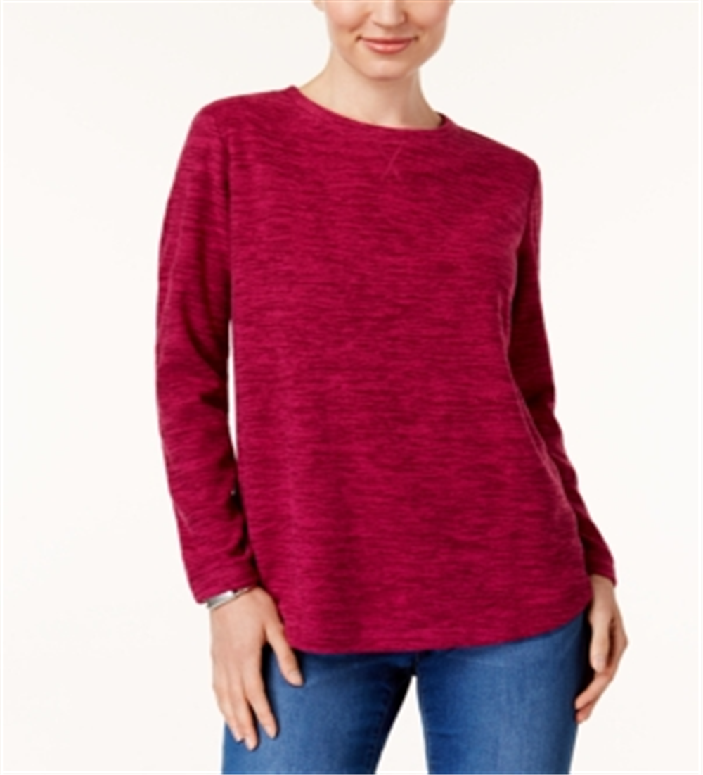 Karen Scott Women's Marled Sweatshirt Magenta Size Petite XL