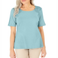 Karen Scott Women's Cotton Crochet Front Top Blue Size Small
