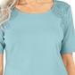 Karen Scott Women's Cotton Crochet Front Top Blue Size Small