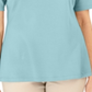 Karen Scott Women's Cotton Crochet Front Top Blue Size Small
