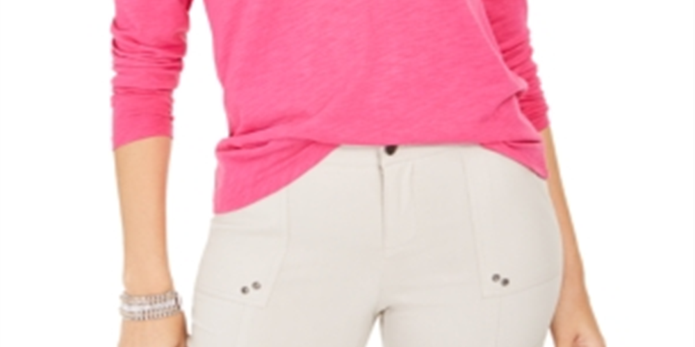 Style & Co Women's Long Sleeve Crewneck Top Pink Size Small