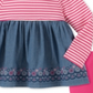 Kids Headquarters Girl's Stripe Denim Contrast Long Sleeve Top & Pants Pink Size 18MOS