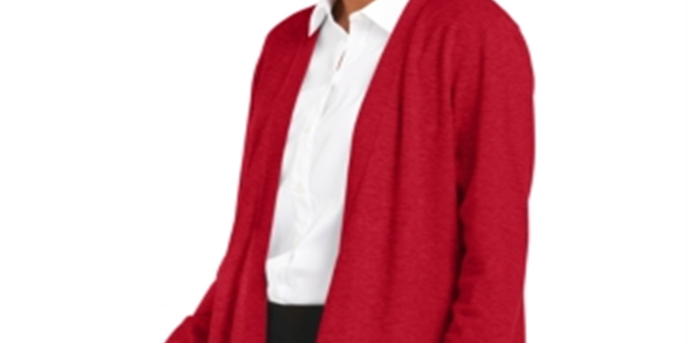 Charter Club Women's Open Front Cardigan Red Size Large