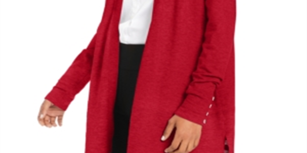 Charter Club Women's Open Front Cardigan Red Size Large