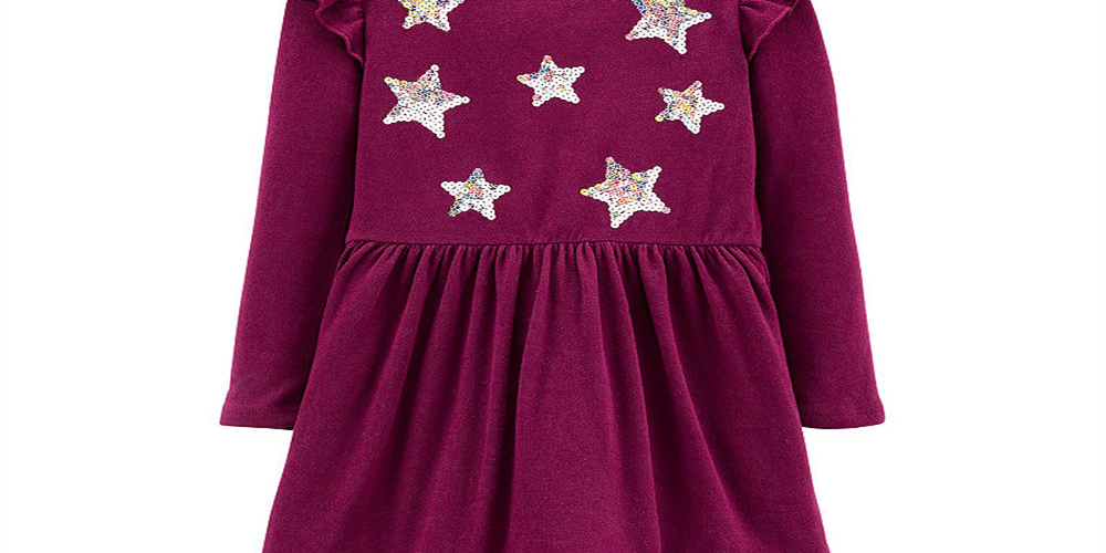 Carter's Toddler Girl's Sequin Stars Jersey Dress Purple Size 4T