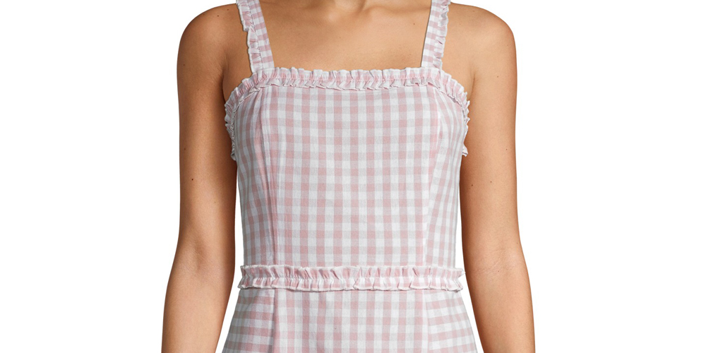 Planet Gold Junior's Cotton Gingham Print Dress Pink Size Medium
