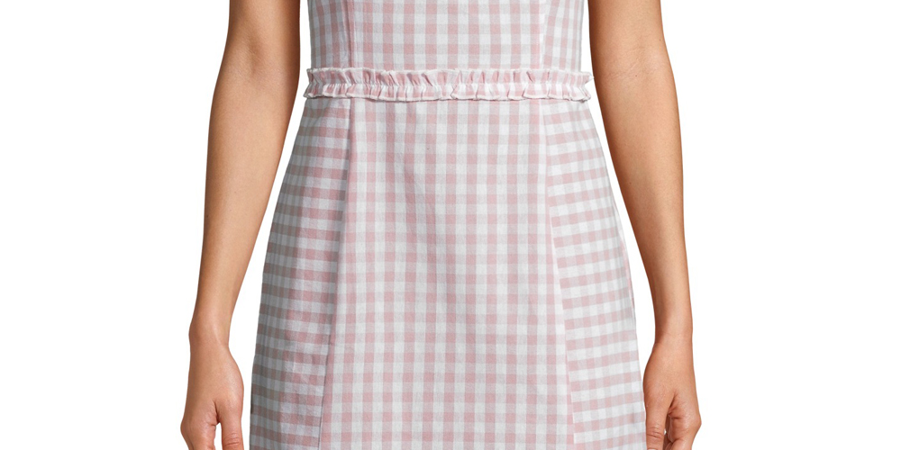Planet Gold Junior's Cotton Gingham Print Dress Pink Size Medium