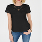 Charter Club Women's Cutout Cotton T-Shirt Black Size XX-Large