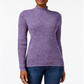 Karen Scott Women's Ribbed Knit Cotton Turtleneck Sweater Purple Size Petite