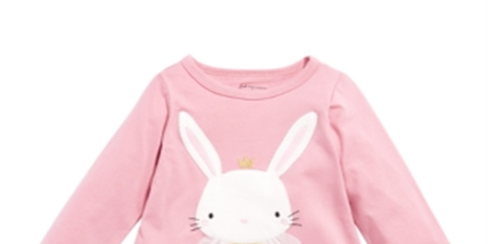 First Impressions Baby Girl's Bunny Print Cotton T-Shirt Pink Size 6-9MOS