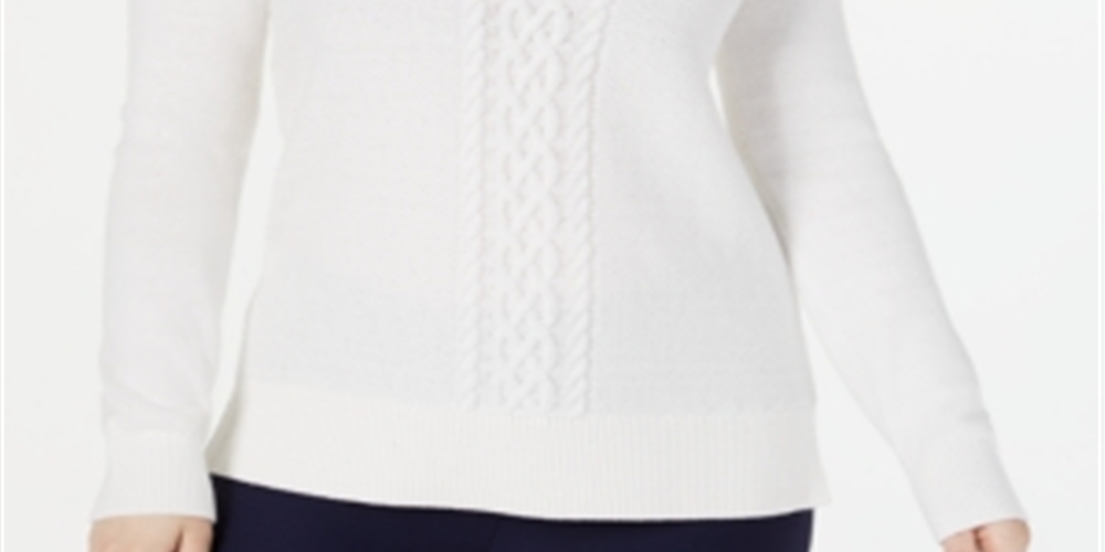 Karen Scott Women's Cable Knit Sweater White Size Large