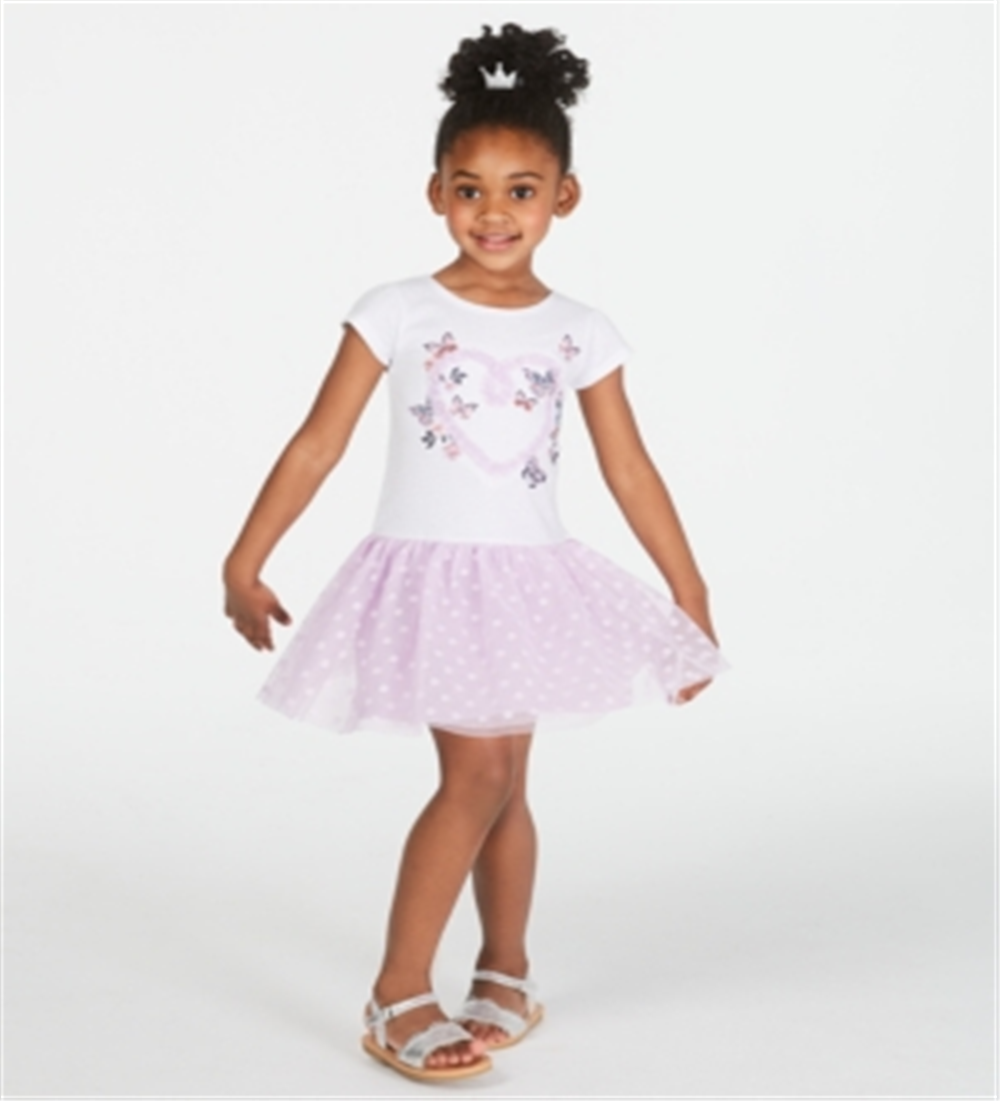 Epic Threads Little Girl's Butterfly Mesh Dress White Size 5