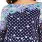 Charter Club Women's Printed Knit Mesh Top Blue Size Large
