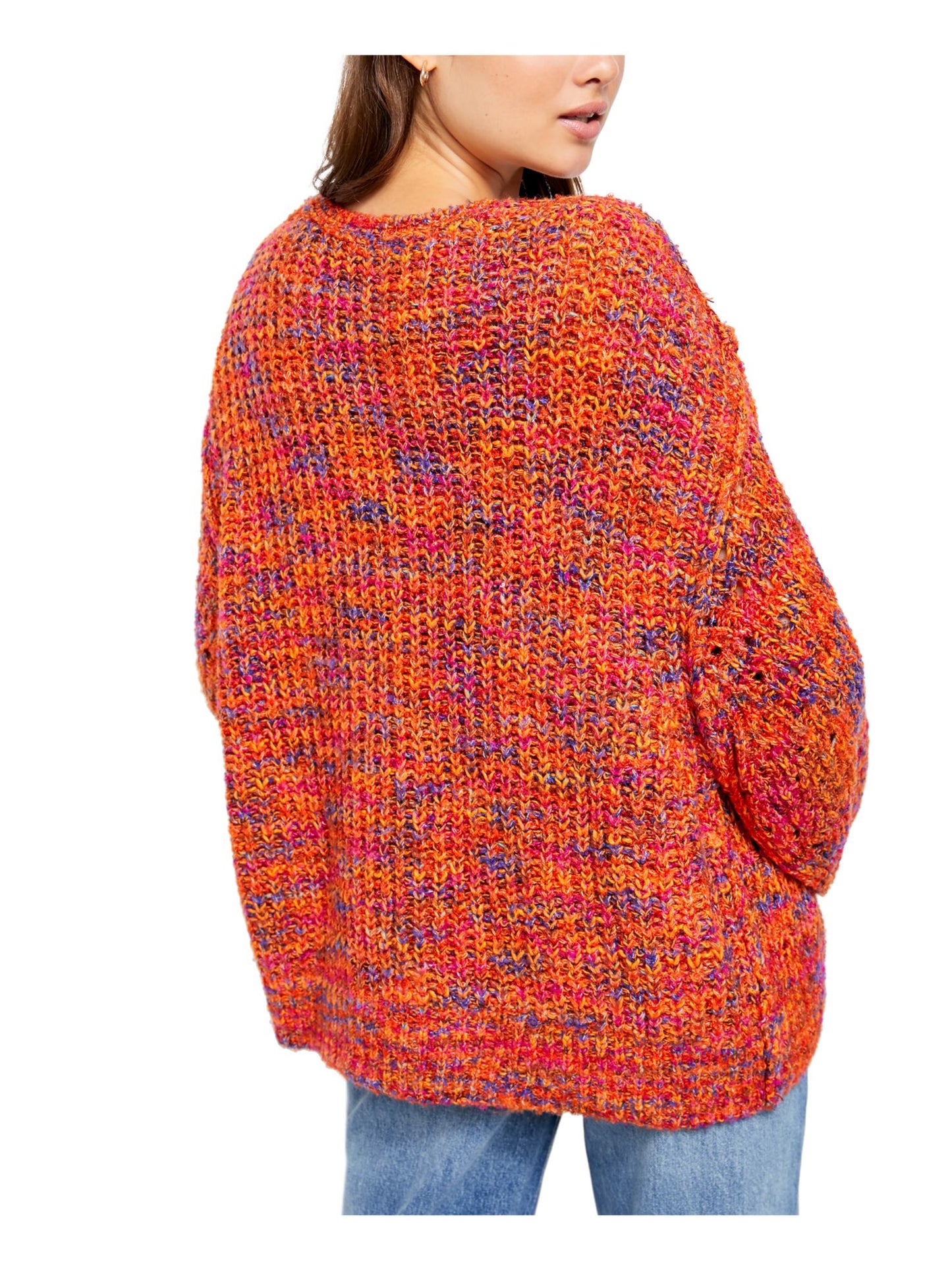 Free People Women's Long Sleeve V Neck Sweater Orange Size Small