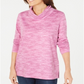 Karen Scott Women's Sport Space Dyed Cowlneck Top Pink Size X-Small