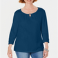 Karen Scott Women's Three Quarter Sleeve Top Blue Size Small