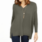 Style & Co Women's V Neck Tunic Sweater Green Size Large