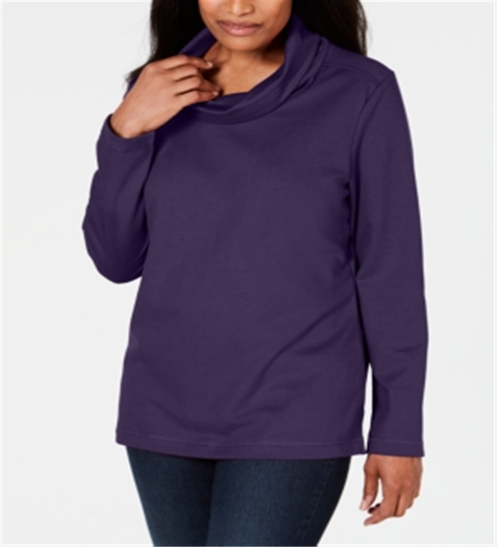 Karen Scott Women's Sport Cowl Neck Top Purple Size XX-Large