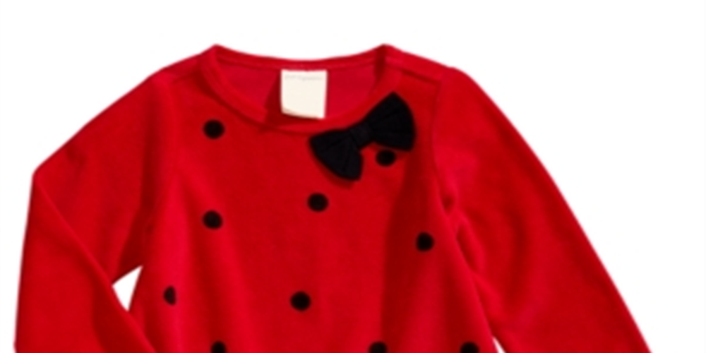 First Impressions Toddler Girls Dot-Print Velour Top  Red Size 4T REG