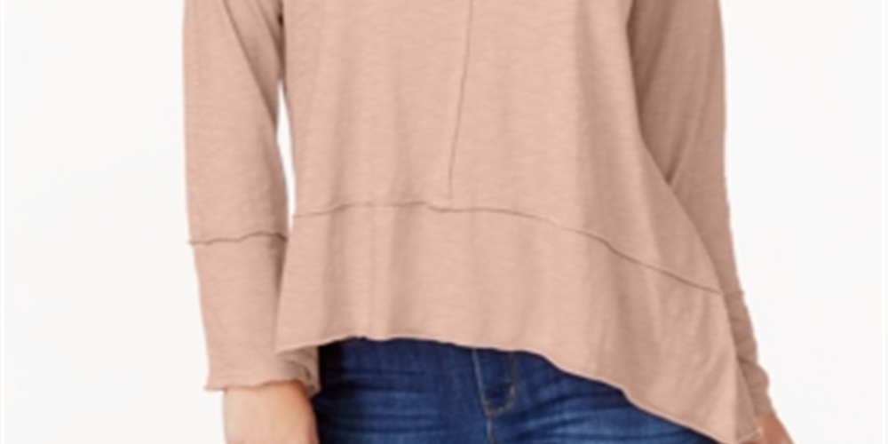 Style & Co Women's Cotton High Low Top Pink Size X-Small