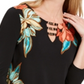 JM Collection Women's Floral Print Hardware Keyhole Tunic Red Size Large