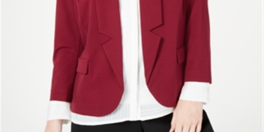 Alfani Women's Notch Collar Blazer Red Size Petite Medium