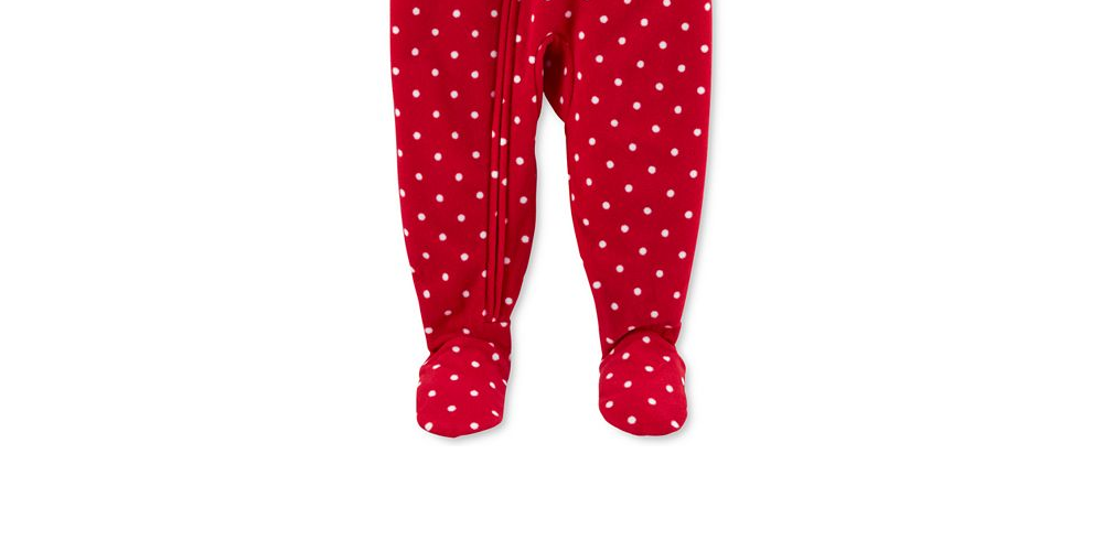 Carter's Baby Girl's Footed Fleece Reindeer Pajamas Red  Size 12 Months