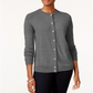 Karen Scott Women's Bead Button Cardigan Charcoal Size X-Small