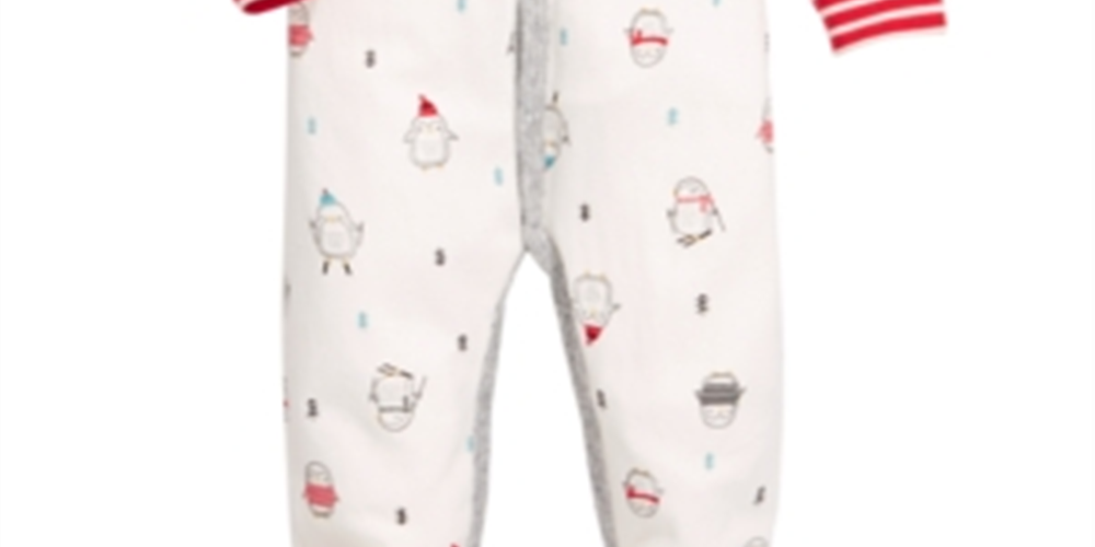 First Impressions Baby Boy's Cotton Penguin Footed Coverall Various White Size 3-6MOS