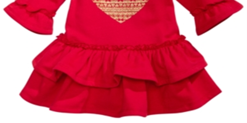 First Impressions Baby Girl's Sparkle Heart Ruffled Terry Dress Red Size 24MOS
