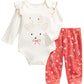 First Impressions Baby Girl's 2 Pc Cotton Bodysuit and Footie Pants Set White Size 0-3 M