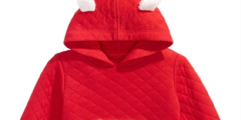 First Impressions Baby Boy's Faux Fur Trim Quilted Hoodie Red Size 12MOS