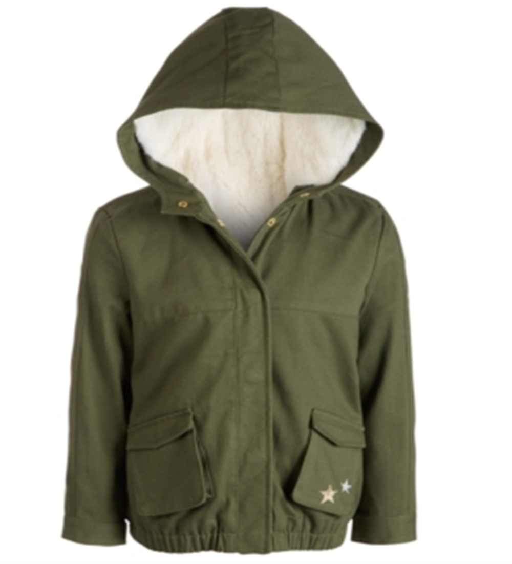 Epic Threads Little Girl's Glitter Star Hooded Jacket Green Size 5