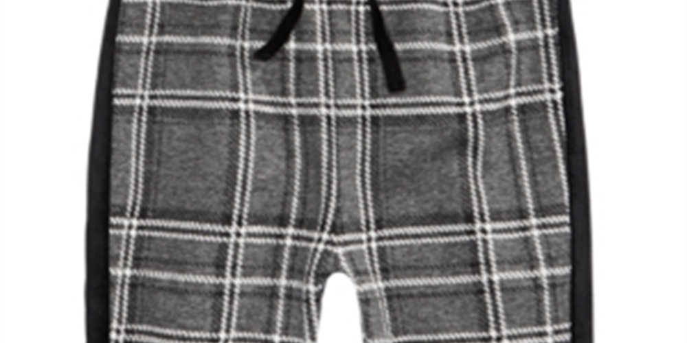 First Impressions Baby Boy's Velvet Stripe Plaid Pants Gray Size 12MOS