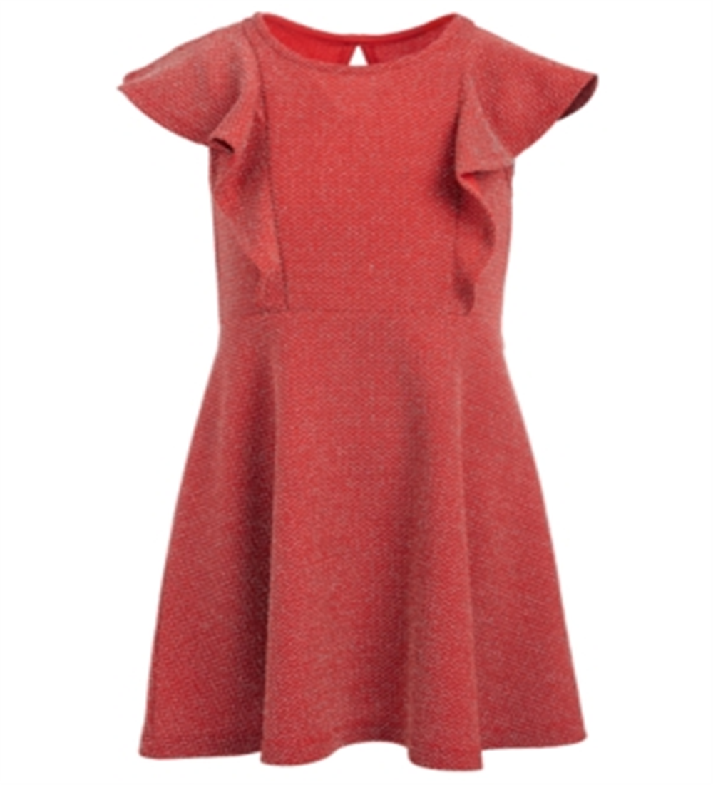 Epic Threads Toddler Girl's Metallic Knit Flutter Dress Red Size 3T