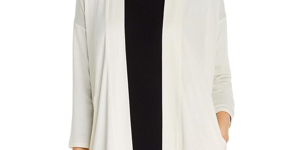 Eileen Fisher Women's Tencel Open Front Cardigan White Size Large