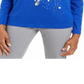Karen Scott Women's Embellished Cotton Top Blue Size Small