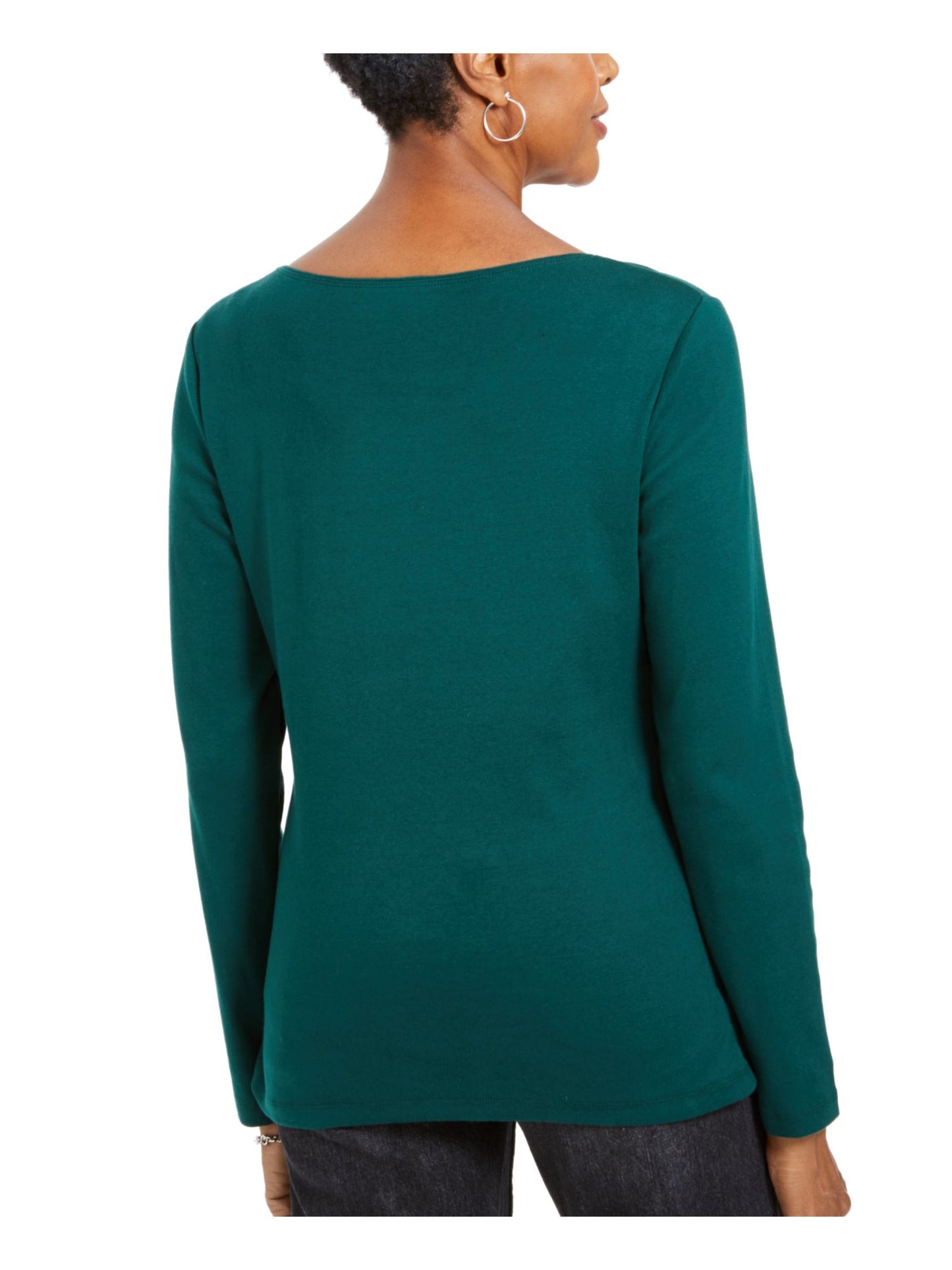 Karen Scott Women's Printed Long Sleeve Sweater Green Size X-Large