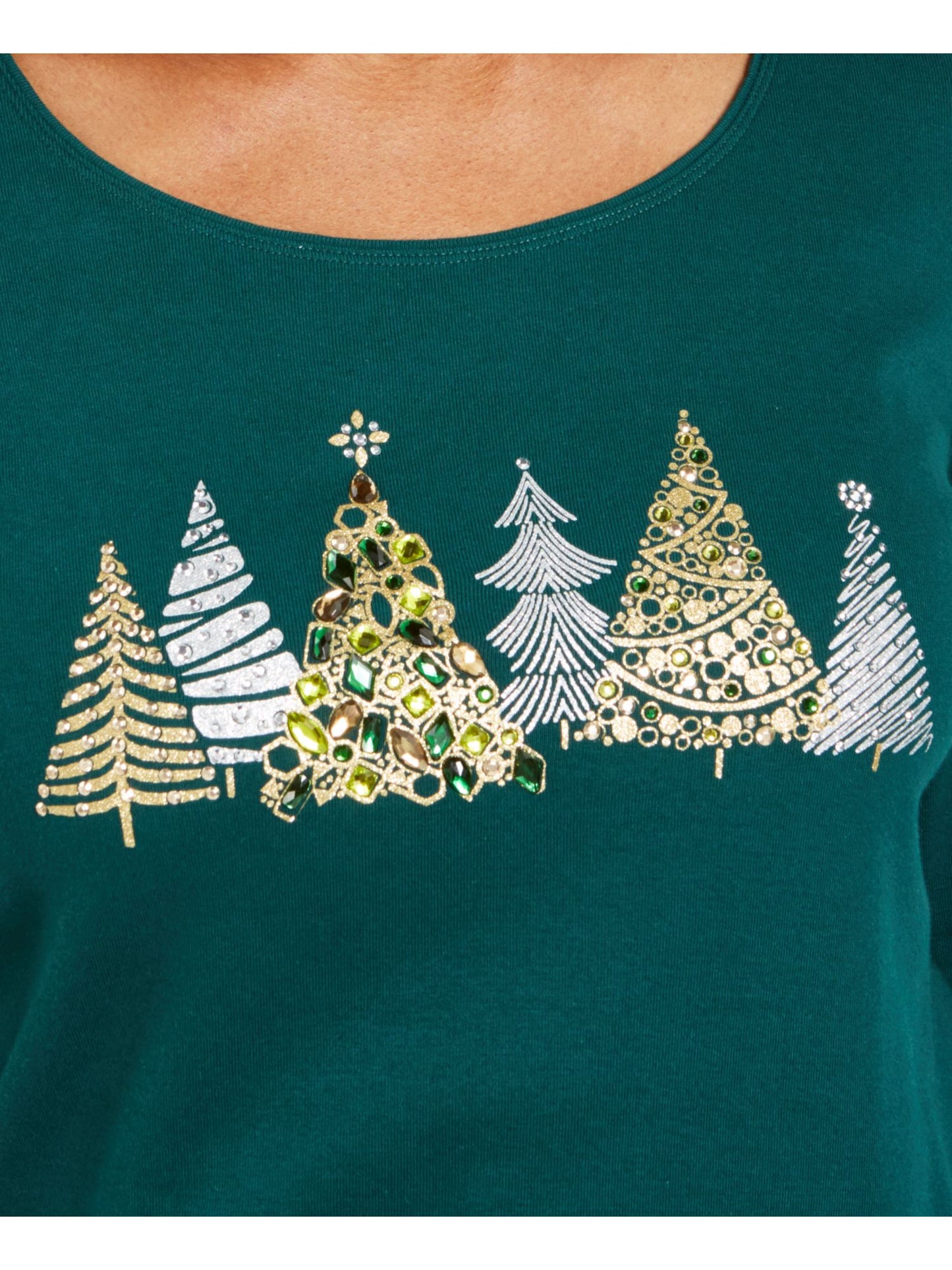 Karen Scott Women's Printed Long Sleeve Sweater Green Size X-Large