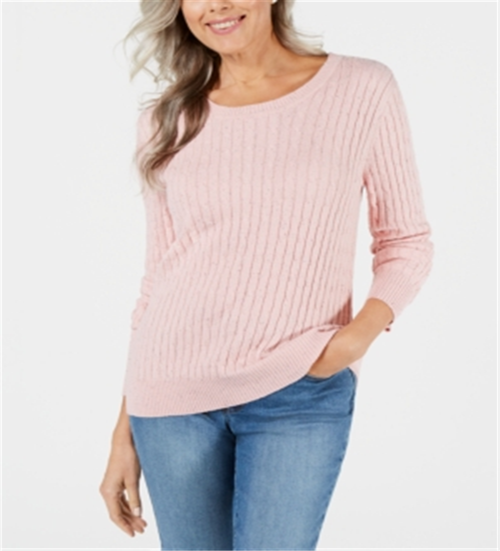 Karen Scott Women's Cable Knit Sweater Pink Size Medium