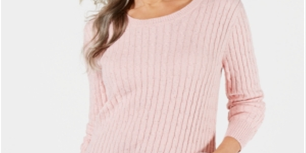 Karen Scott Women's Cable Knit Sweater Pink Size Medium