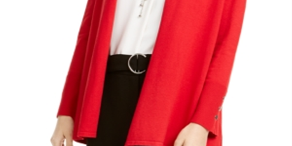 Alfani Women's Snap Sleeve Open Cardigan Red Size Medium
