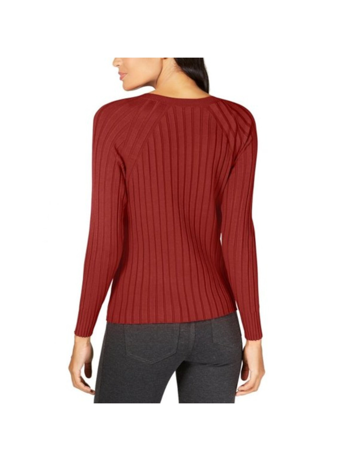 INC International Concepts Women's Raglan Jewel Neck Sweater Gray Size Small