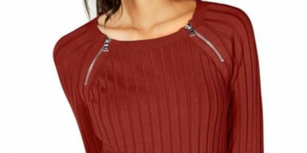 INC International Concepts Women's Raglan Jewel Neck Sweater Gray Size Small